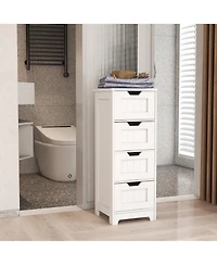 Rainsken Bathroom Floor Cabinet, Freestanding Storage Organizer with 4 Drawers for Living Room, Laundry and Entryway
