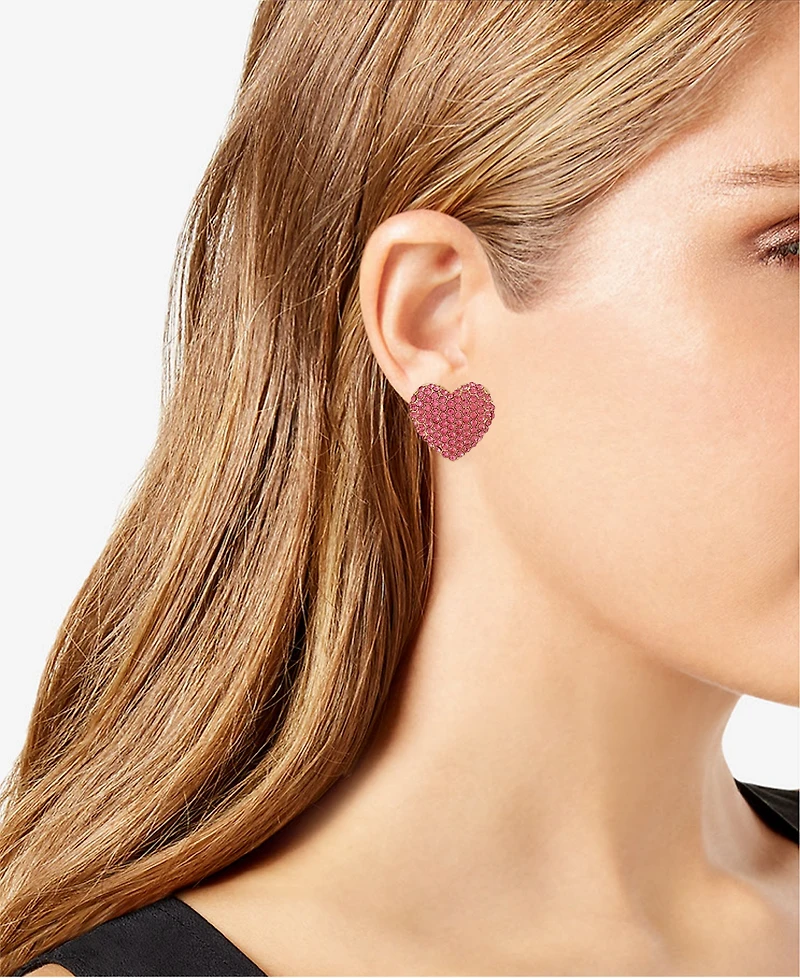 Guess Glass Stone Heart Stud Earrings