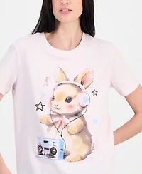 Self Esteem Juniors' Bunny Headphones Graphic T-Shirt