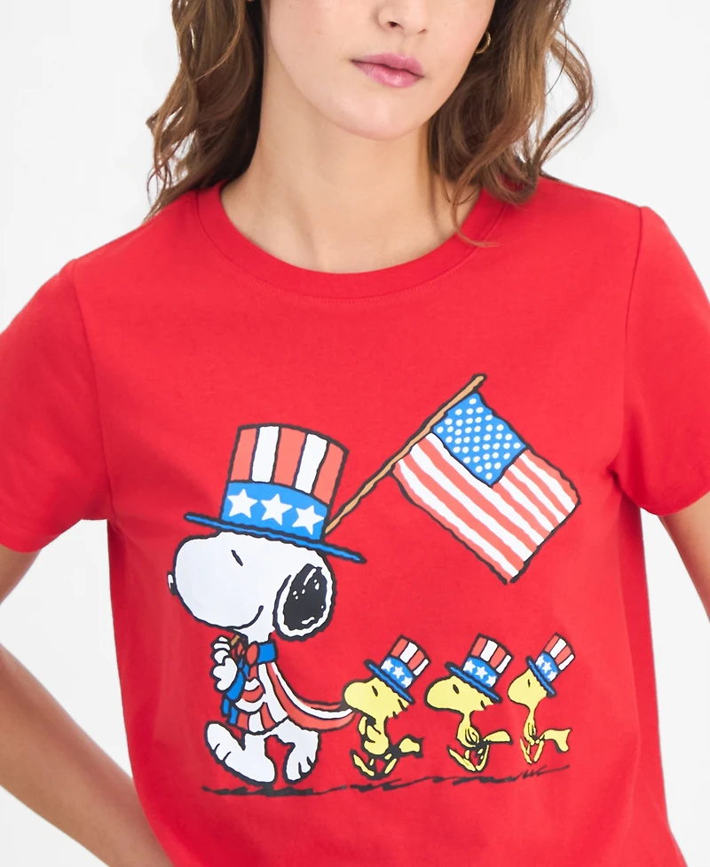 Snoopy Juniors' 4th of July Graphic Print T-Shirt