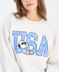 Peanuts Juniors' Patchwork Bandana Snoopy Usa Sweatshirt