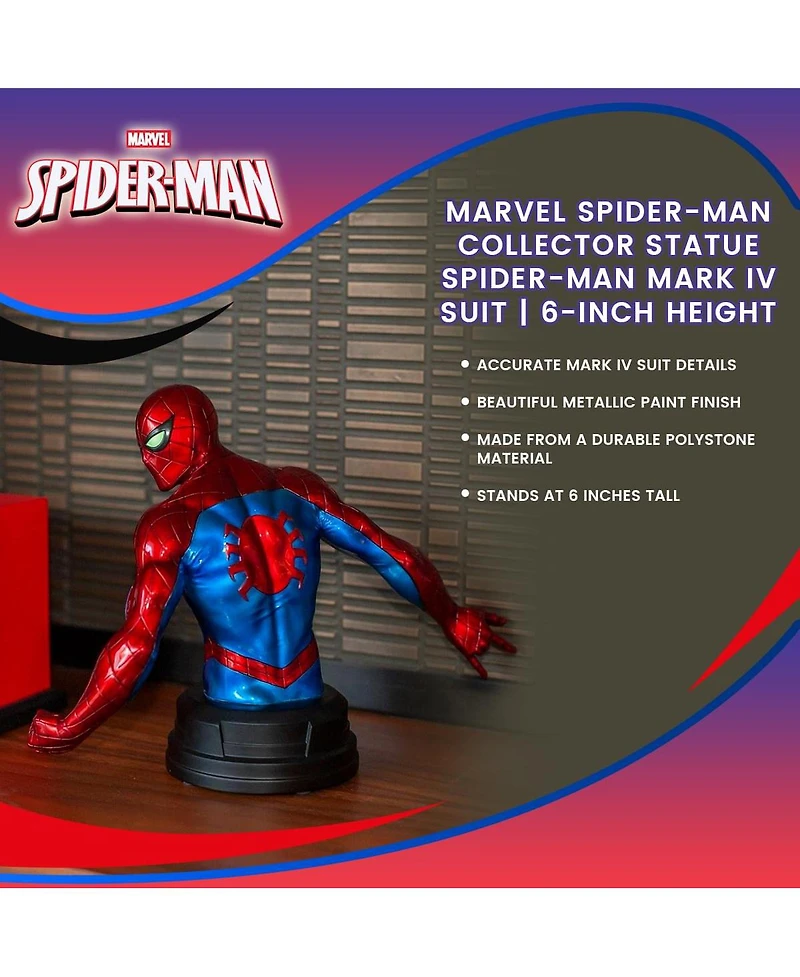 Marvel Spider-Man Collector Statue Bust | Spider-Man Mark Iv Suit Resin Cast Figure | 6-Inch Height