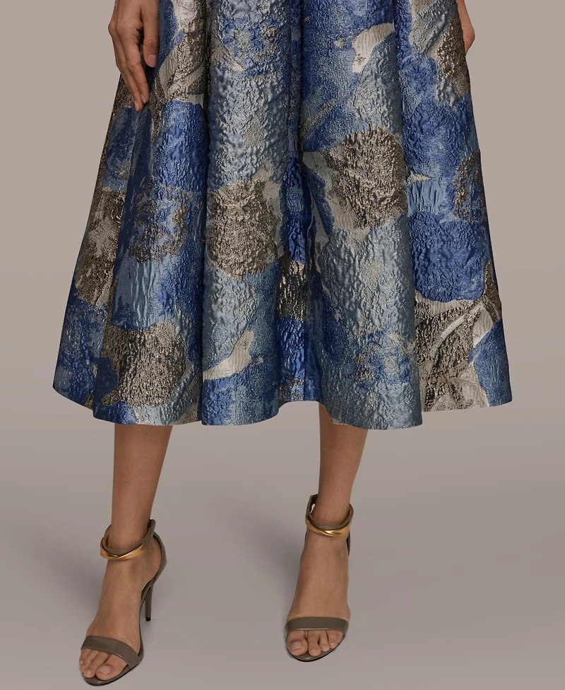 Donna Karan New York Women's Strapless Floral Midi Cocktail Dress