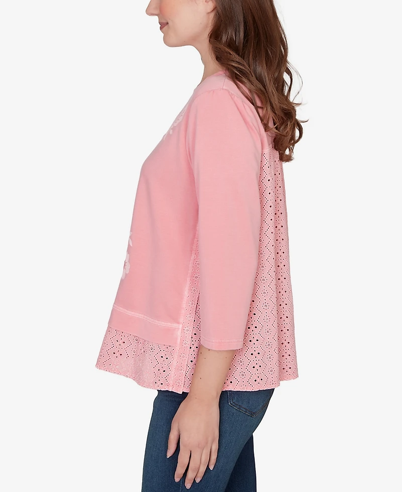 Ruby Rd. Petite Embroidered Terry Scoop Neck Top