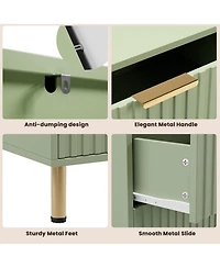 gaomon Drawer Dresser for Bedroom, Fluted Dresser with Large Drawers and Sturdy Gold Legs Support