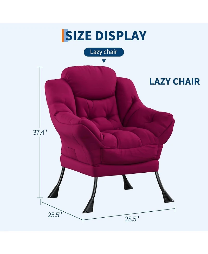 gaomon Lazy Chair for Living Room - Modern Large Accent Lounge Armchair with Side Pocket, Comfy Leisure Sofa Reading Chair for Bedroom