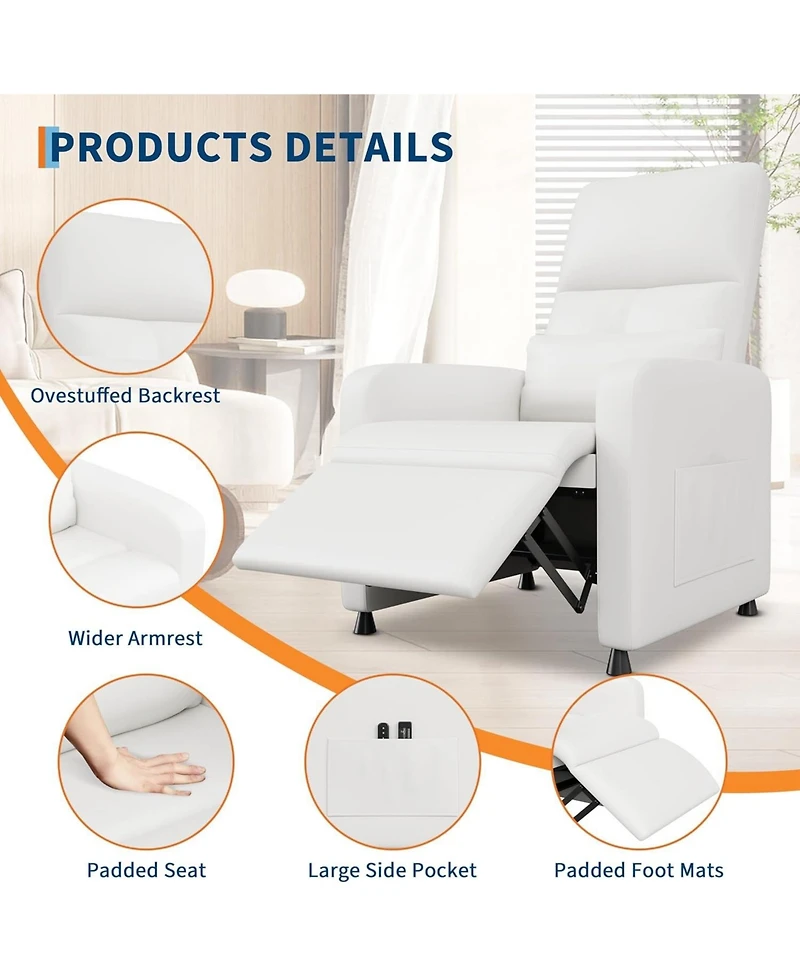 gaomon Power Recliner Chair, Adjustable Electric Recliner Ergonomic Overstuffed Pu Leather, Tall Back, Padded Seat, 2 Side Pockets and Usb Port