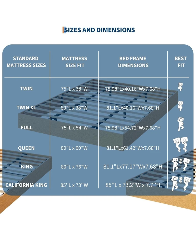 gaomon King Wood Platform Bed Frame with Wood Slat Support