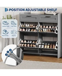 gaomon Shoe Cabinet with 4 Flip Drawers & 2 Top Drawers, Wooden Organizer Adjustable Shelf