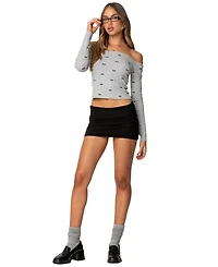 Edikted Women's Ryna Bows & Dots Off Shoulder Top