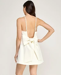 pear culture Women's Spaghetti Strap Bell Skirt Short Dress