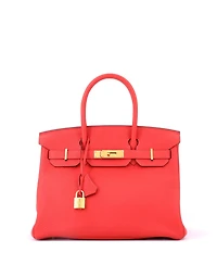 Pre-Owned HERMES Birkin 30 Handbag Red Togo with Gold Hardware