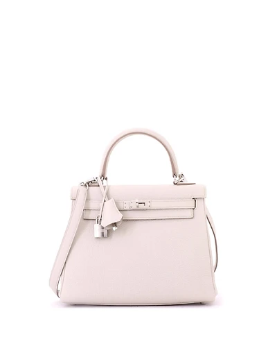 Pre-Owned HERMES Kelly 25 Handbag Light Togo with Palladium Hardware
