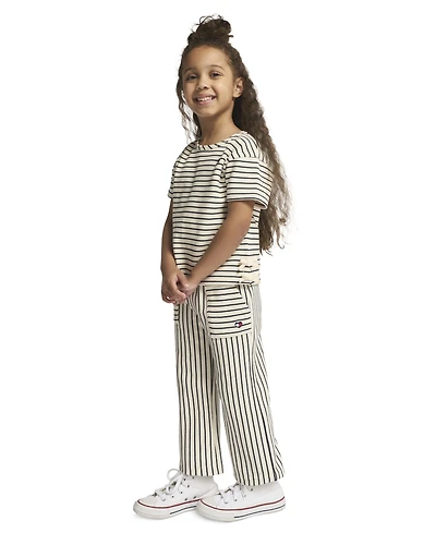 Tommy Hilfiger Girls' 4-6x Round Neck Top and Wide Leg Pants, 2-Peice Set