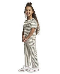 Tommy Hilfiger Girls' 4-6x Round Neck Top and Wide Leg Pants, 2-Peice Set