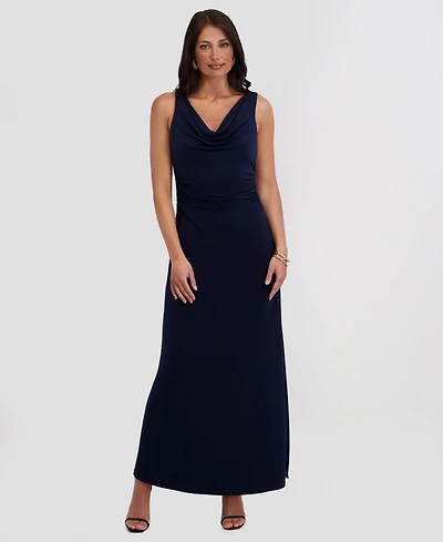 kensie Women's Draped Cowlneck Sleeveless Maxi Dress