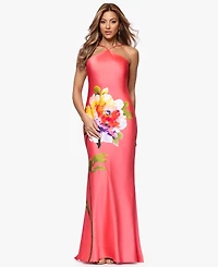 Xscape Petite Floral Placement Print Ball Gown