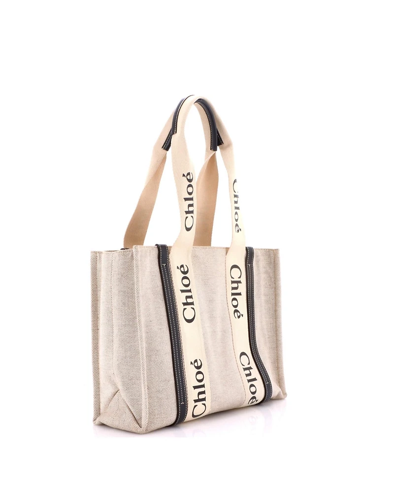 Pre-Owned Chloe Medium Woody Tote Canvas with Leather