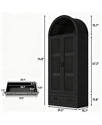 Yigii 75" Tall Arched Farmhouse Cabinet with Load-bearing Steel Pipe for Kitchen & Living