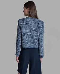 Bcbg Women's Shoulder Padding Open Front Tweed Jacket