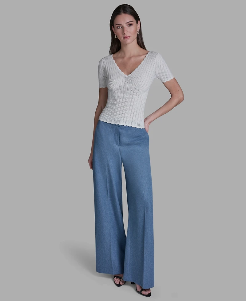 Bcbg Women's V-Neck Short-Sleeve Top