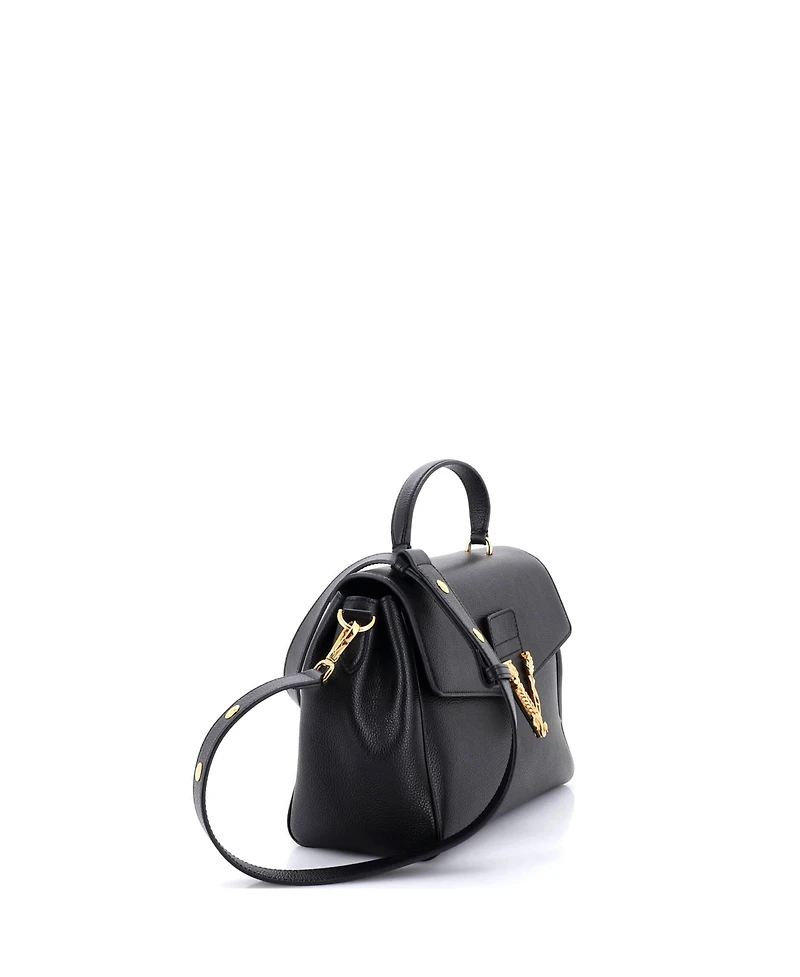 Pre-Owned Versace Medium Virtus Convertible Top Handle Bag Leather