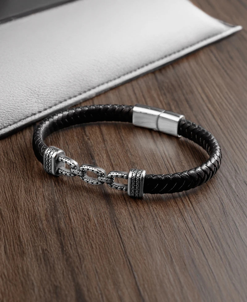 Rhona Sutton Men's Ferum Leather & Stainless Steel Bracelet