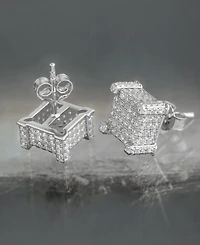 Rhona Sutton Men's Iced Fortress Stud Earrings in Sterling Silver