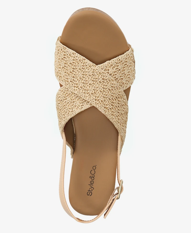Style & Co Women's Devynn X-Band Raffia Round Toe Sandals, Macy's Exclusive