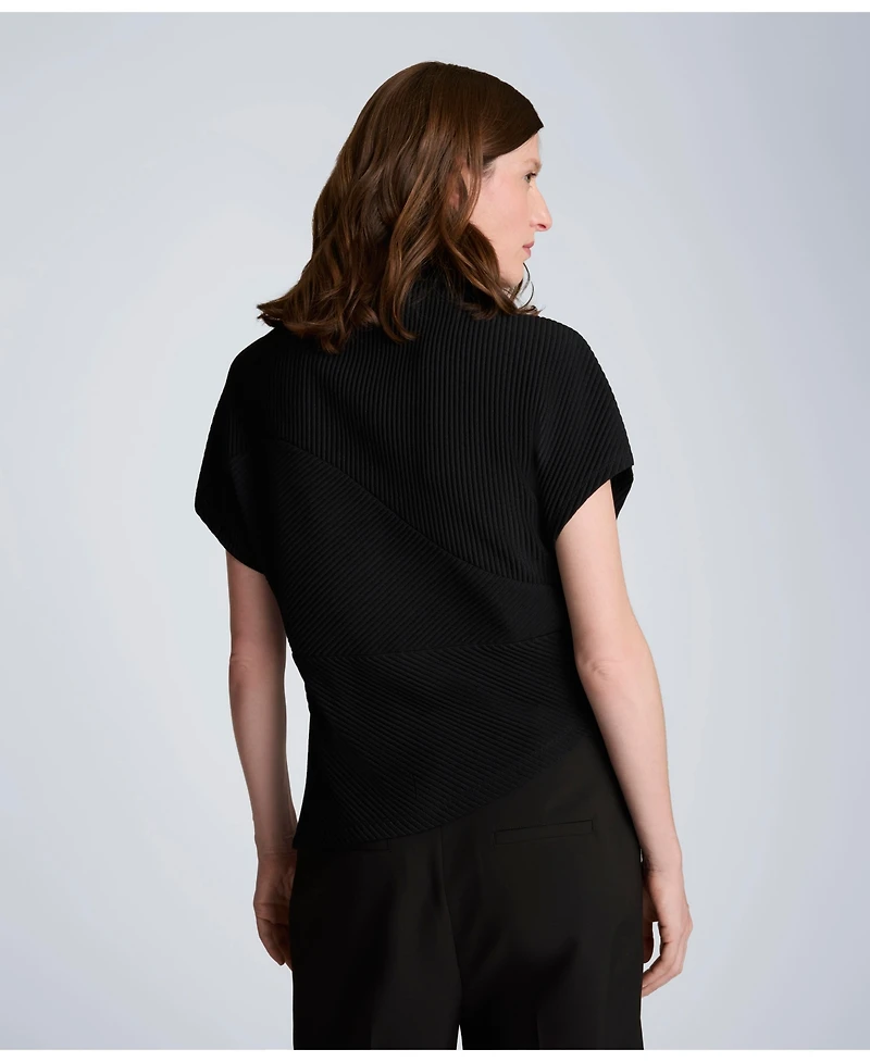 Kenneth Cole Women's Asymmetrical Hem Mock Neck T-Shirt