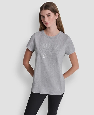 Dkny Sport Women's Triple Rhinestone Foil Logo T-Shirt