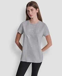 Dkny Sport Women's Triple Rhinestone Foil Logo T-Shirt