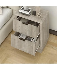Yigii Elegant Fluted 2-Drawer Nightstand for Bedroom or Living Room