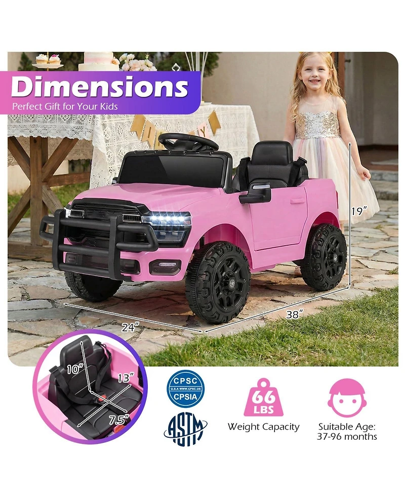 Mecale 12V Kids Ride On Car Licensed Ram 3500 Electric Vehicle with Remote Control-Pink
