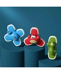 Sperric Toddler Cartoon Suction Cup Spinner Toys for Toddlers, 3 Pc Sensory Fidget Spinners, Bath Toys 1-3, Interactive, Engaging Fidget Toys