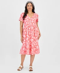 Style & Co Petite Cotton Flutter-Sleeve Midi Dress, Macy's Exclusive