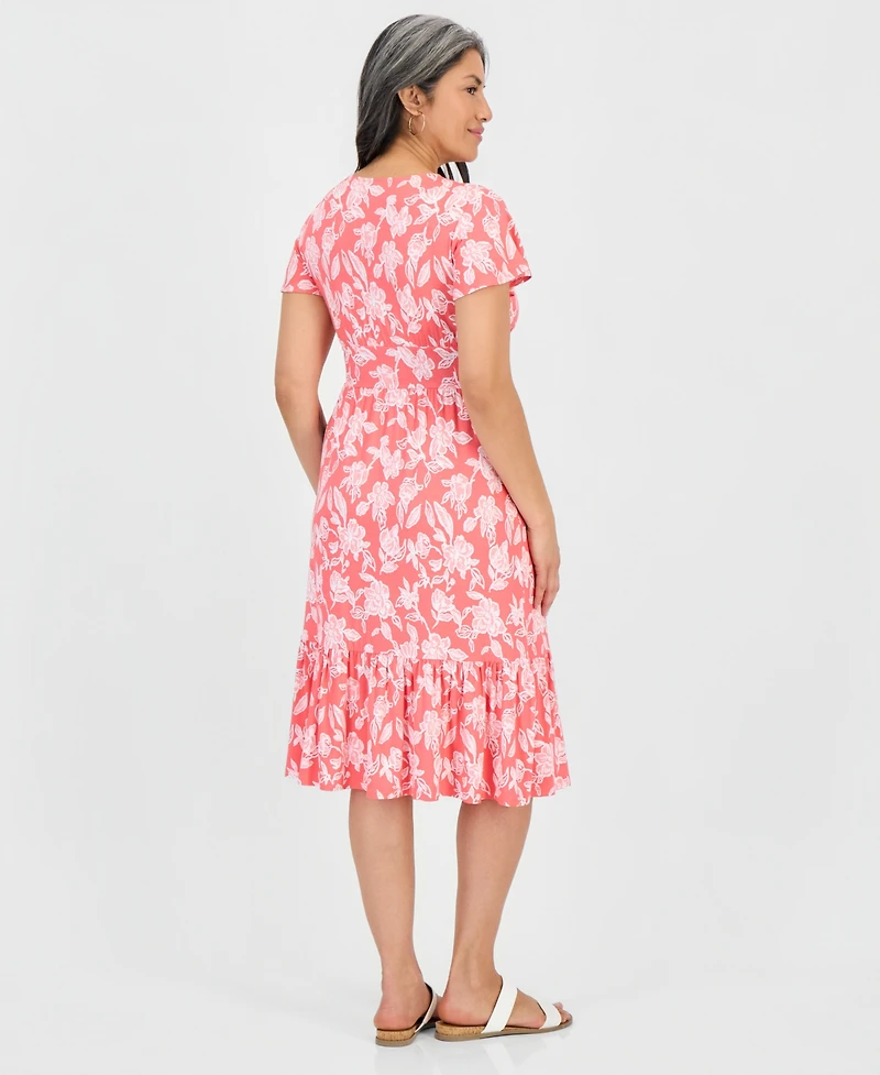 Style & Co Petite Printed Knit V-Neck Midi Dress, Macy's Exclusive