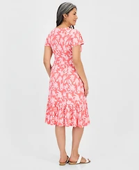 Style & Co Petite Printed Knit V-Neck Midi Dress, Macy's Exclusive