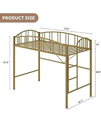 gaomon Loft Bed with Ladder and Arched Guardrail - Enhanced Safety Anti-Tip Brackets, Heavy-Duty Steel