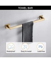 Rainsken 5 Pieces Bathroom Hardware Set, Towel Bar, Towel Holder, Toilet Paper Holder and Towel Hook