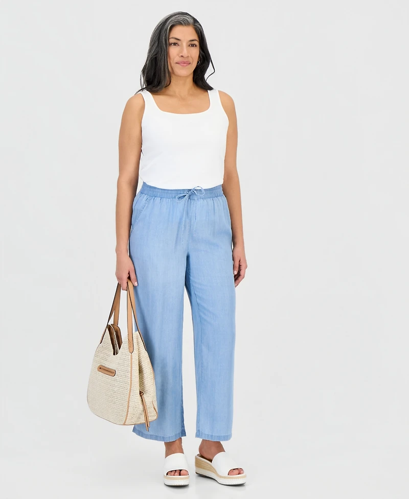 Style & Co Petite Cotton Gauze Wide-Leg Pull-On Pants, Macy's Exclusive