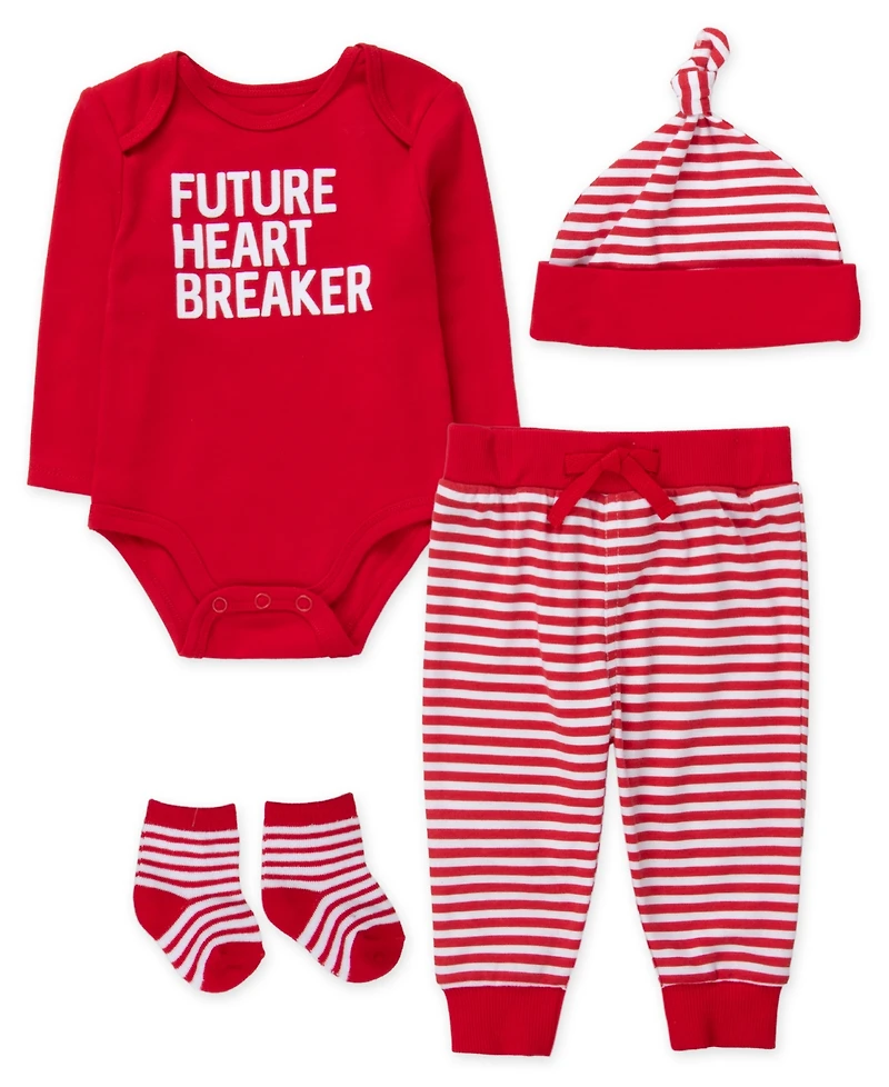 Baby Essentials Boys' Future Heart Breaker Bodysuit, 4-Piece Set