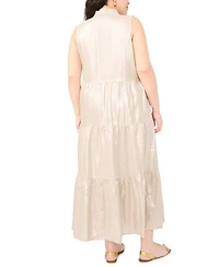 Vince Camuto Plus Sleeveless Tiered Ruffle Maxi Dress