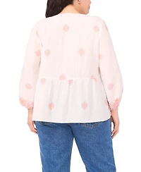 Vince Camuto Plus Neck Tie Peasant Blouse