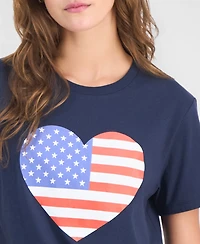 Love Tribe Juniors' Heart Flag Graphic Print T-Shirt