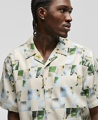 Mode of One Men's Floral Print-Blocked Camp Shirt, Macy's Exclusive