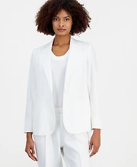 Anne Klein Women's One-Button Notched-Collar Linen-Blend Blazer