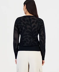 I.n.c. International Concepts Petite Floral-Jacquard Long-Sleeve Top, Created for Macy's