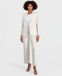 Anne Klein Womens One Button Embroidered Blazer Wide Leg Pants