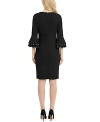Ny Collection Women's Long-Sleeve Dress with Bell Cuffs